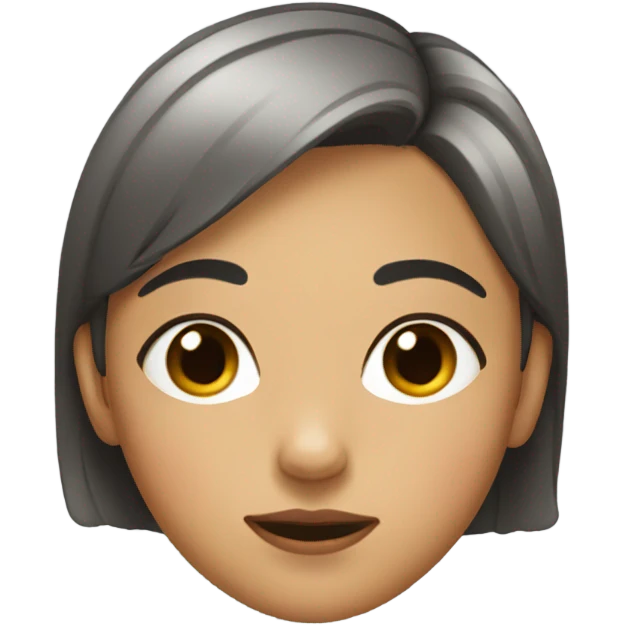 girl with short hair , mole on her nose and chin emoji