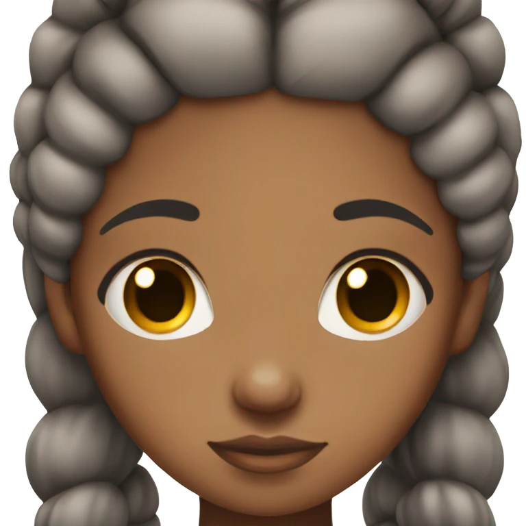 Black girl with black pigtails and brown eyes, sleeping emoji