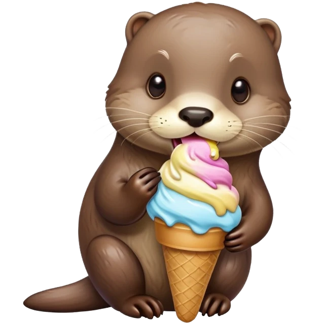 Otter eating ice cream  emoji