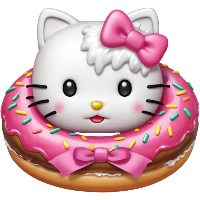 hello kitty taking a bite of a donut emoji