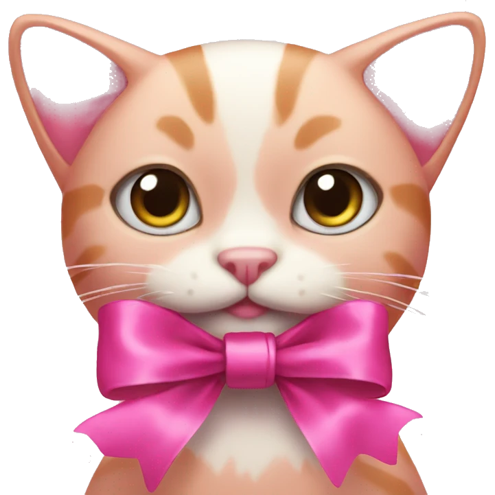 Pink cat with pink ribbon emoji