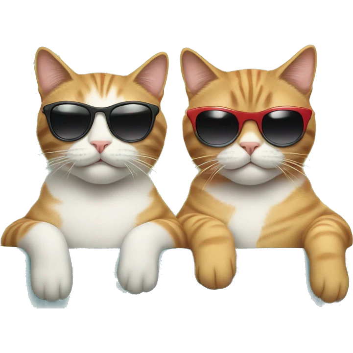 two cats wearing sunglasses relaxing emoji