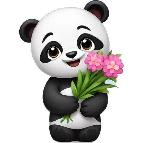 Panda holding flowers  emoji