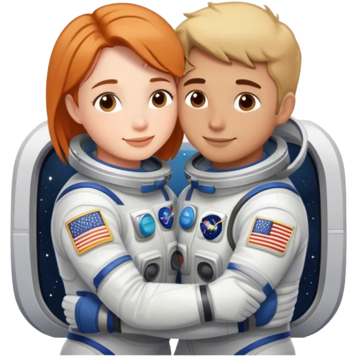 Astronaut couple cuddling together  emoji