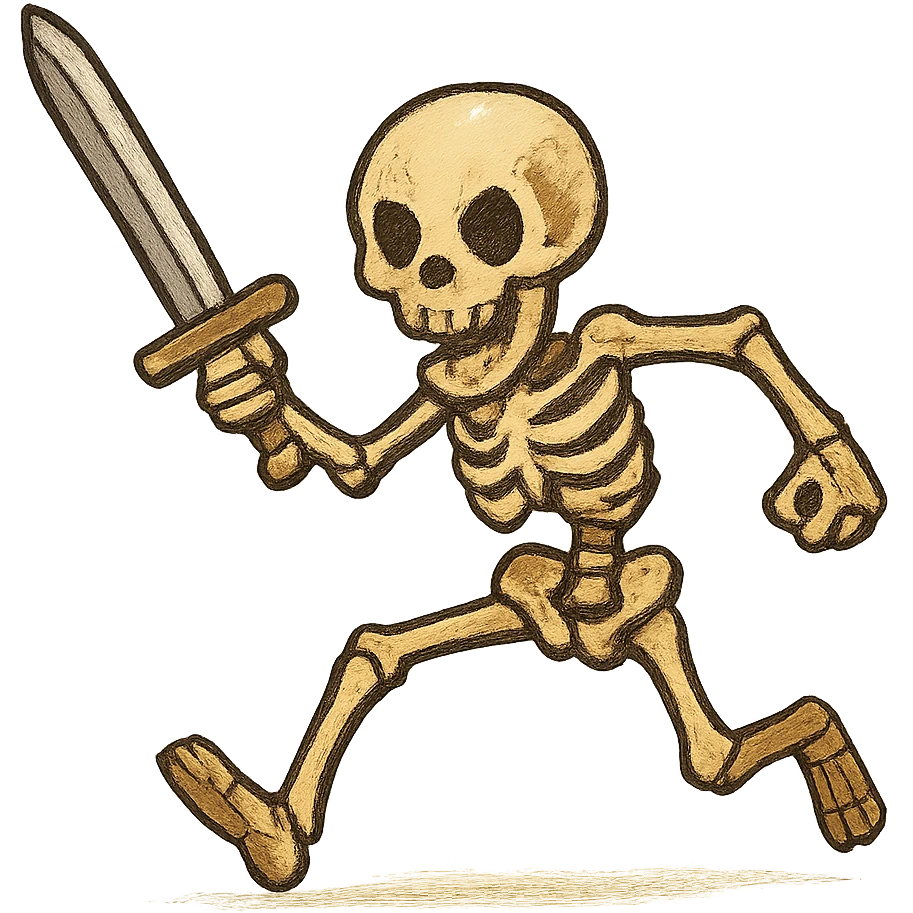 skeleton with a sword action pose emoji