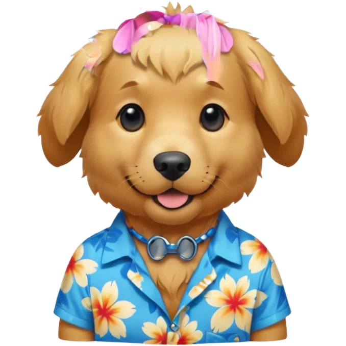 Goldern Dog – wearing blue aloha shirt emoji