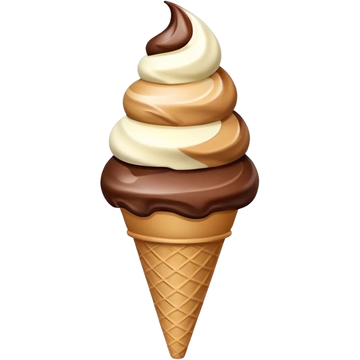 chocolate and vanilla swirl ice cream on cone emoji