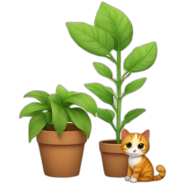 a plant and a cat emoji