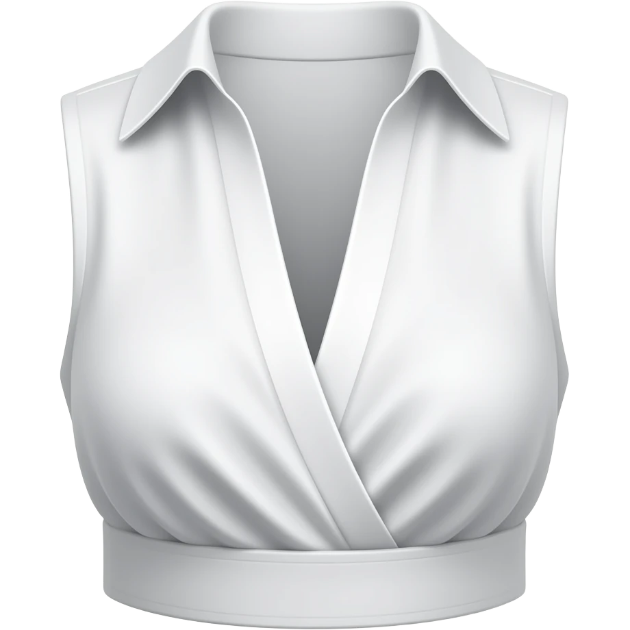 white sleeveless gathered blouse plunging v neck no collar or waist band emoji