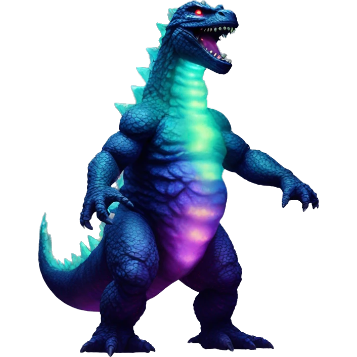 Dark iridescent godzilla glowing emoji