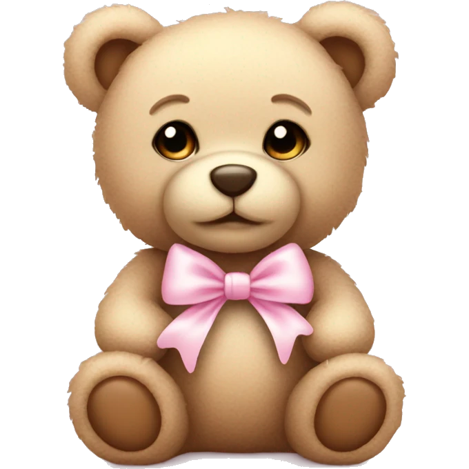 baby teddy bear with pastel pink bow  emoji