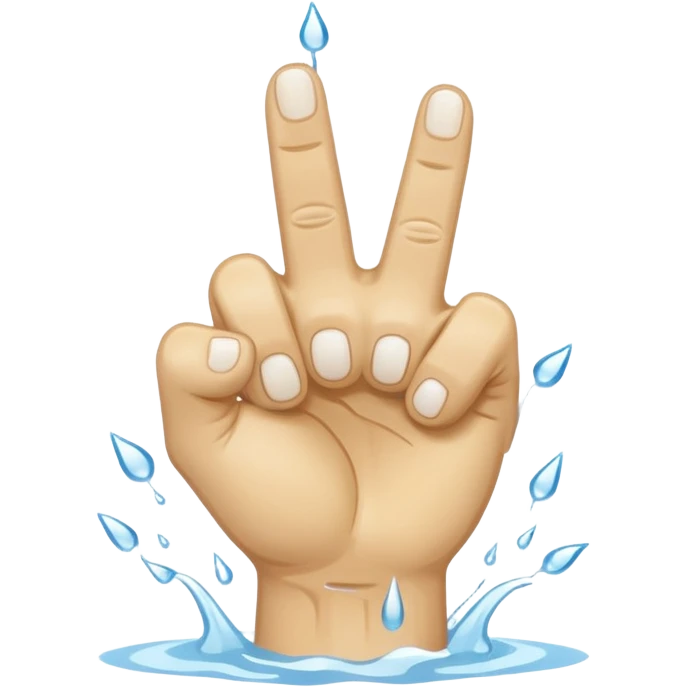 A fist with two middle fingers stretched out with white water dripping heavily off them emoji