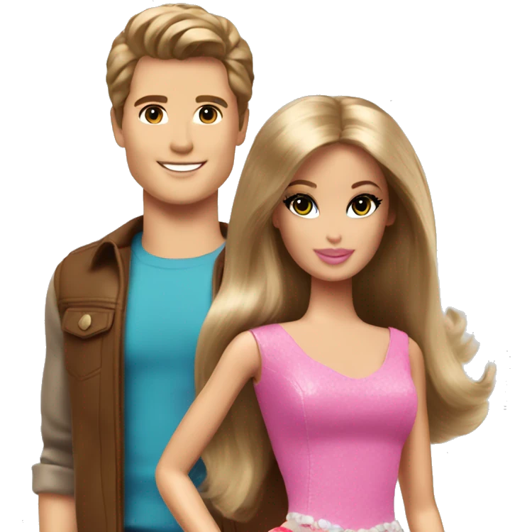 barbie and brown haired ken emoji
