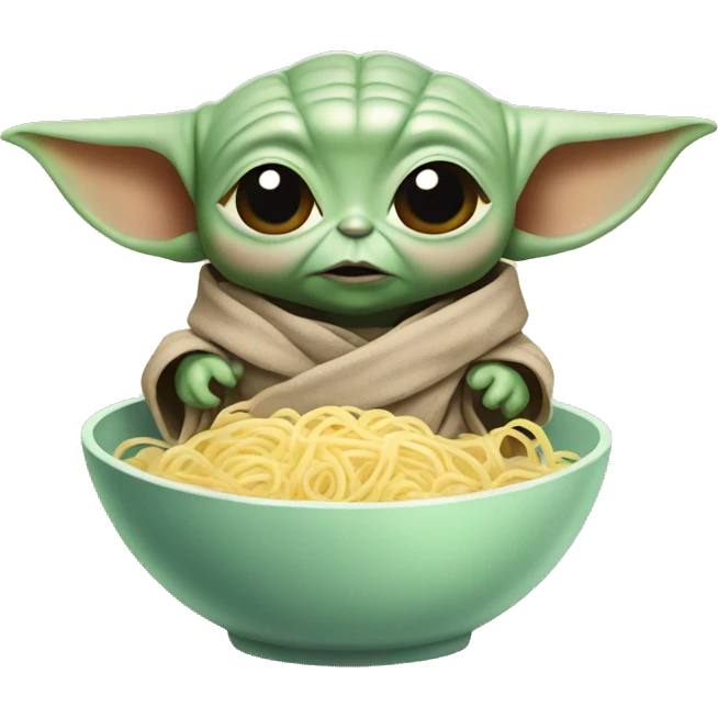 Baby yoda with noodles emoji