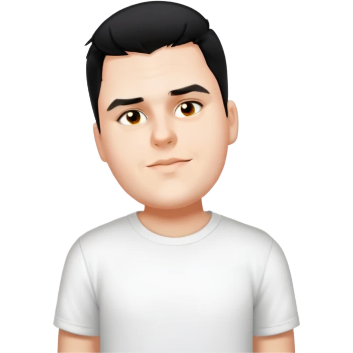 this boy with black hair and black eyes, a white tshirt emoji