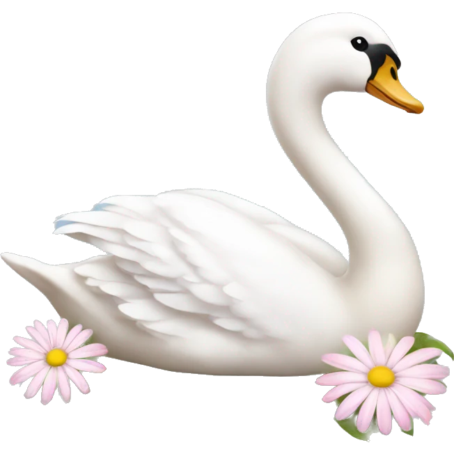 Swan with daisy flower pink emoji