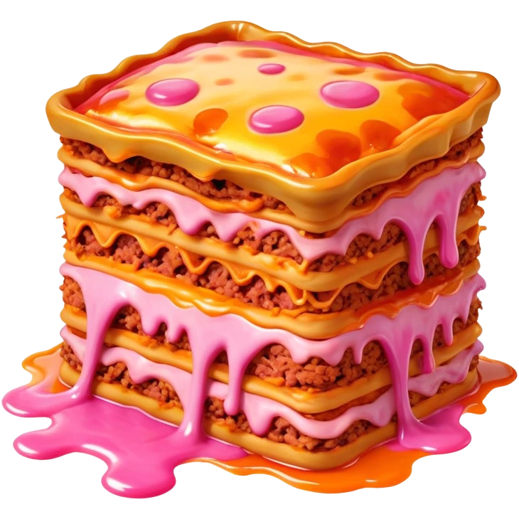 melted pink dripping sauce SPAM MEAT lasagna monster emoji
