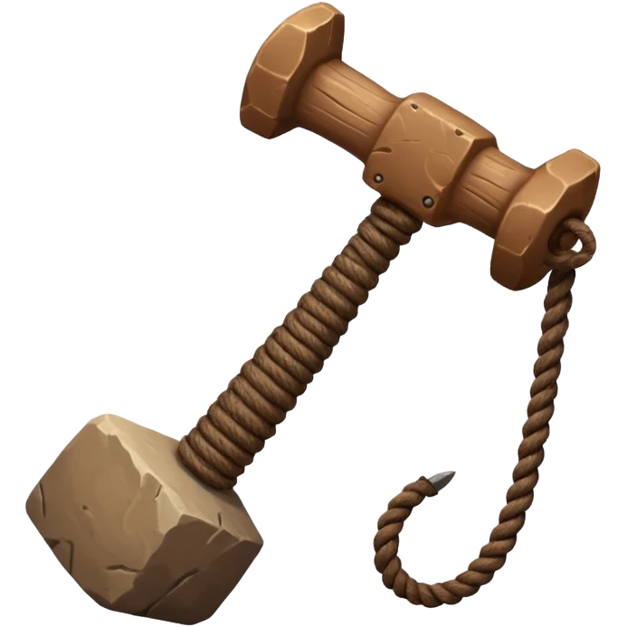 stone age hammer with rope, simple style emoji