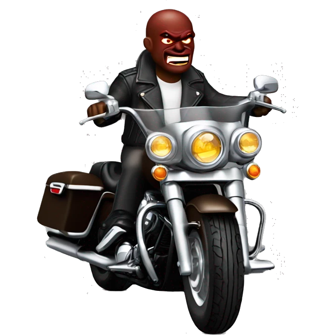 Devil riding a dark brown Electra Glide harley davidson  emoji