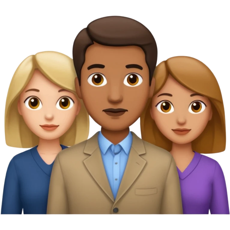 Threesome with two woman and a man emoji