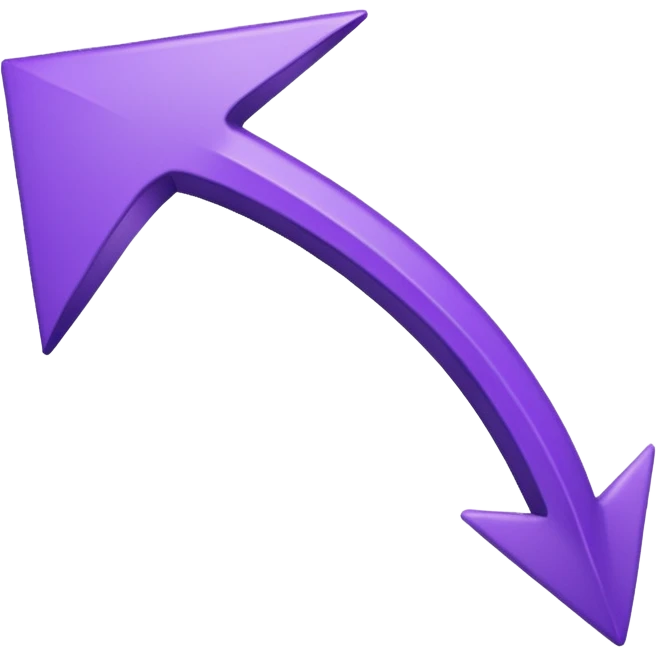 The purple arrow is hand-drawn and bends emoji