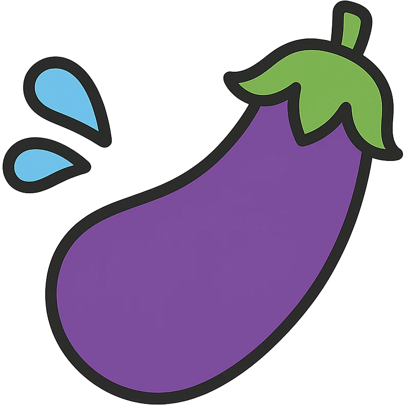 eggplant squirting water droplets colored icon emoji