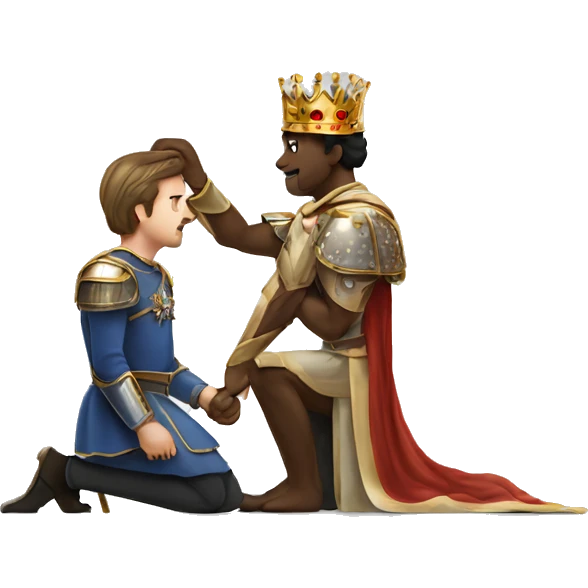 man kneeling before the king being knighted emoji