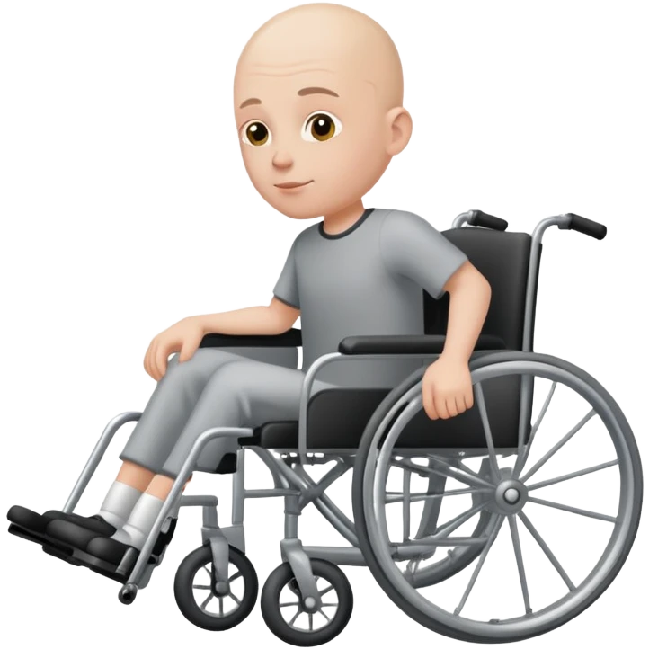 Una persona pelata in sedia a rotelle da vicino emoji