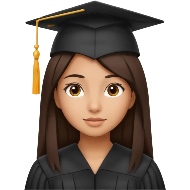 Niña graduada morena pelo liso  emoji