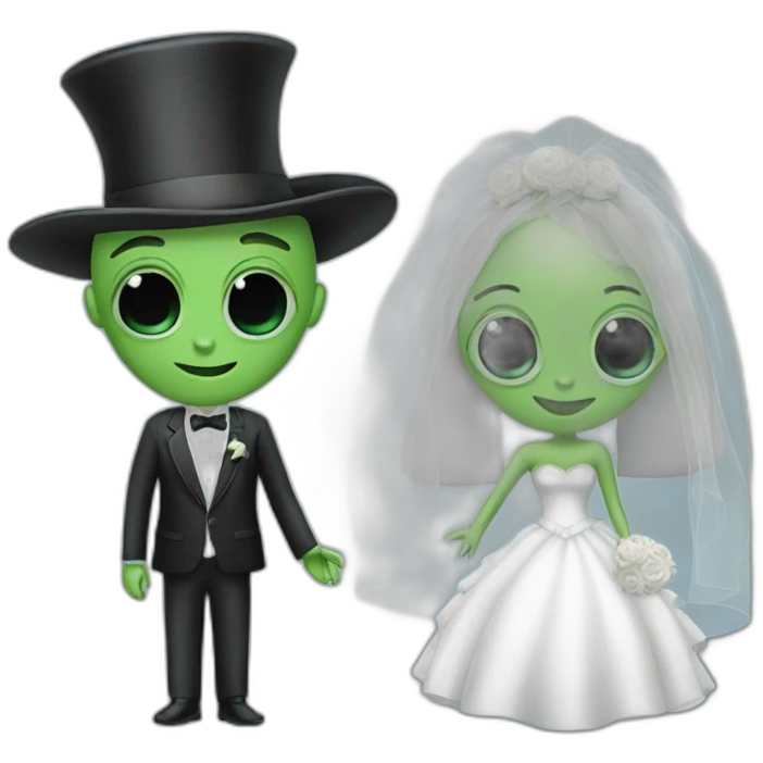 Alien bride and groom emoji