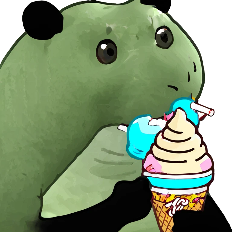 Panda eating ice cream emoji