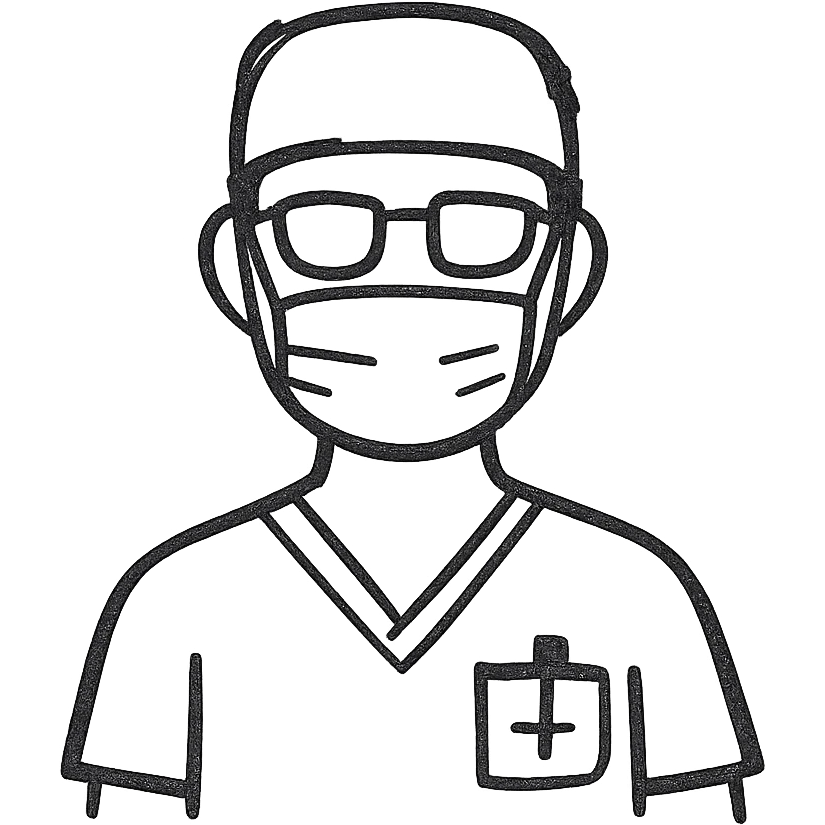 A modern doctor facing the front wearing scrubs emoji
