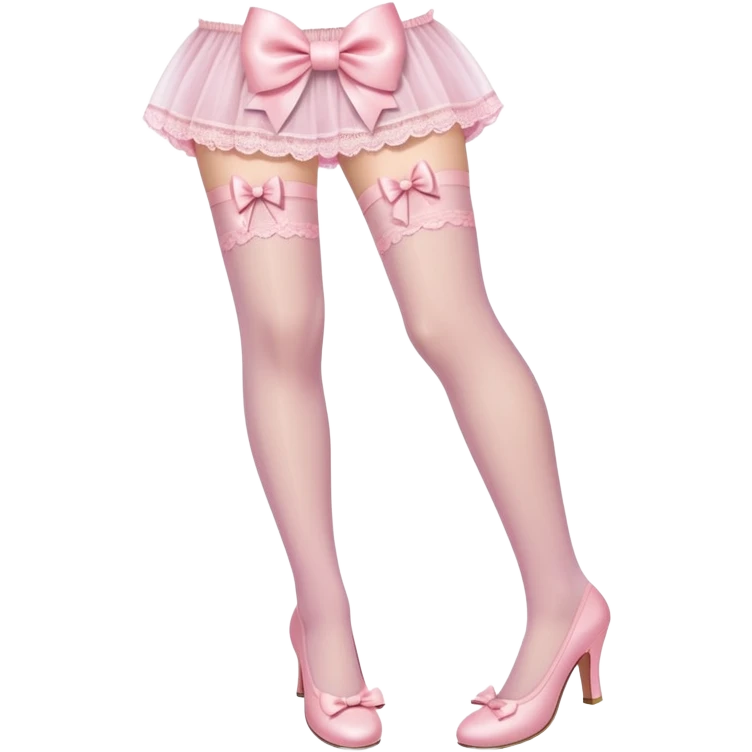 light pink laced stockings with bow only  emoji