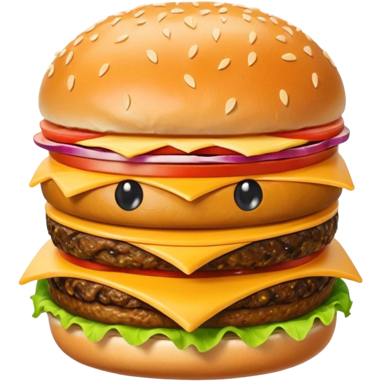 Burger and fries but separate and with faces emoji