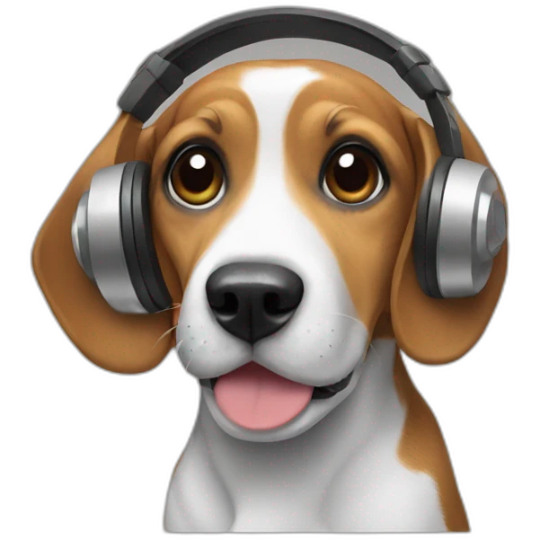 Beagle with headphones emoji