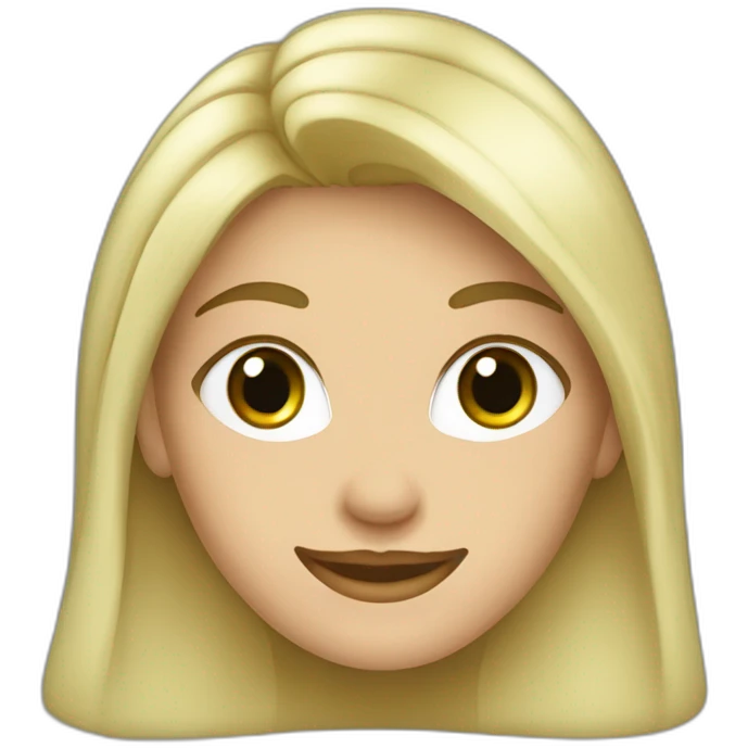 Mujer ,Pelo rubio ceniza media melena, ojos verdes grande, pestañas con rímel, sonrisa, cara alargadas emoji