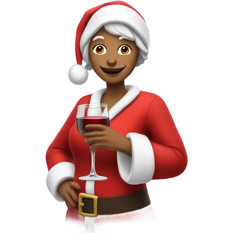 Mrs. Clause with a glass of wine emoji