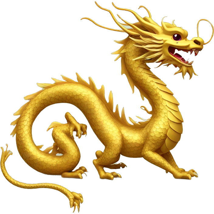 Golden Chinese dragon with floral pattern on its body  emoji