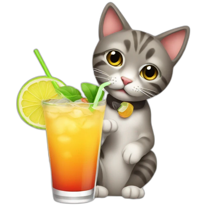 Cat drinking a Cocktail emoji