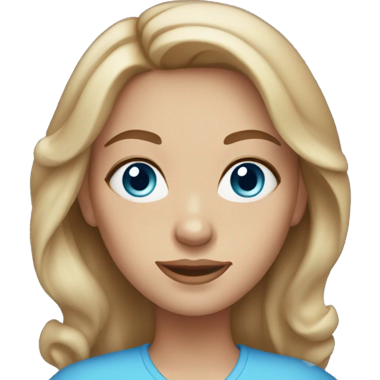 woman with light brown hair and blue eyes with long eyelashes emoji