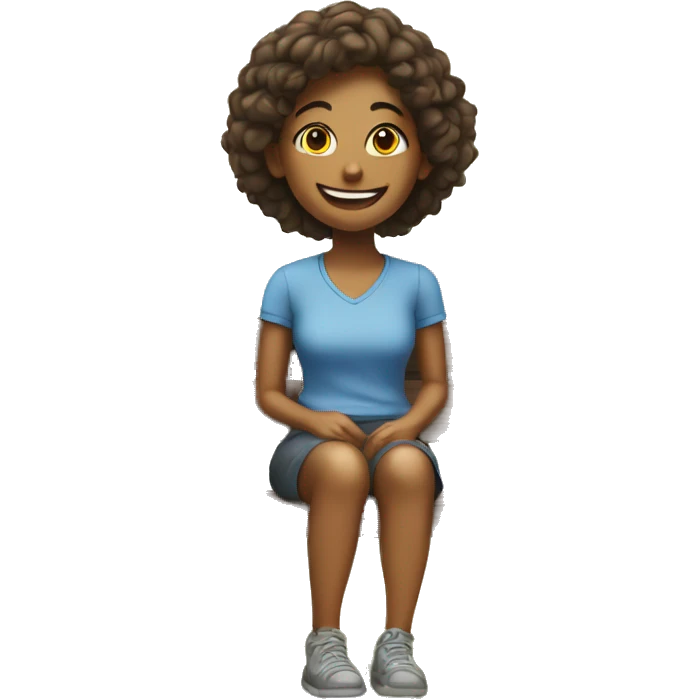 smiling girl on outdoor bench emoji