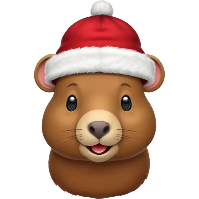 Una capibara con gorro navideño emoji
