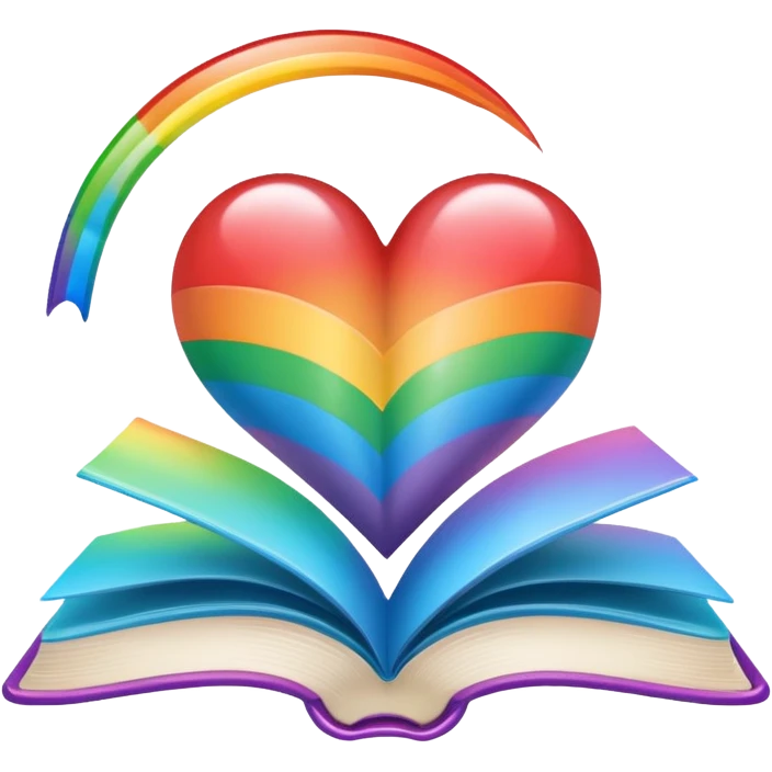 heart with rainbow gradient and book emoji