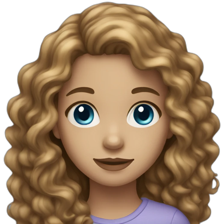 girl with long curly brown hair blue eyes light skin emoji