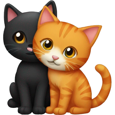 orange tabby cat and black cat hugging emoji
