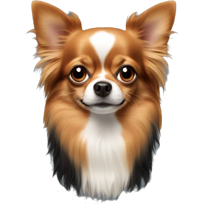 red and black long-haired chihuahua face emoji