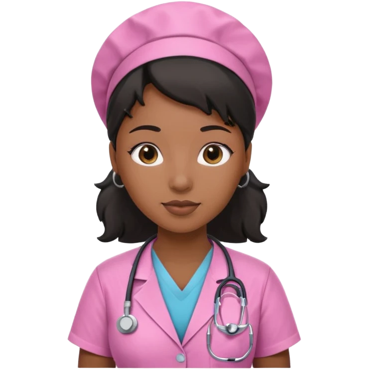 black Nurse wearing pink emoji