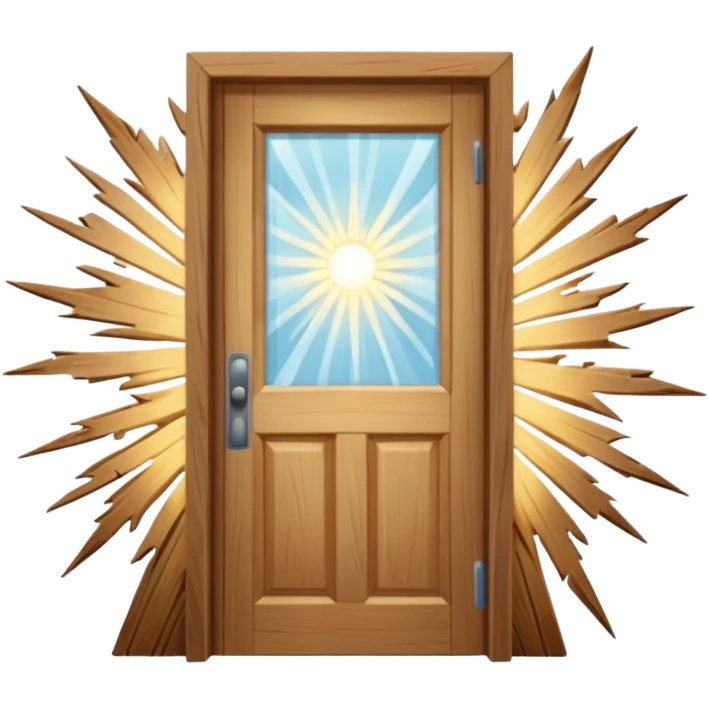 Door bursting open, light blasting outward emoji