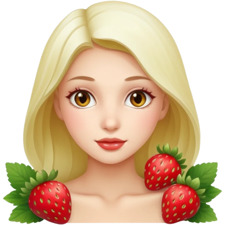 a beautiful girl mix with nenuphar and  Strawberries  emoji