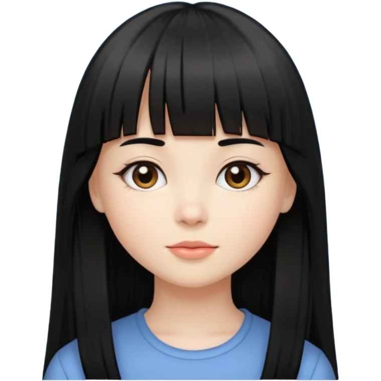 lecture girl with straight bangs fringe long black color hair  emoji